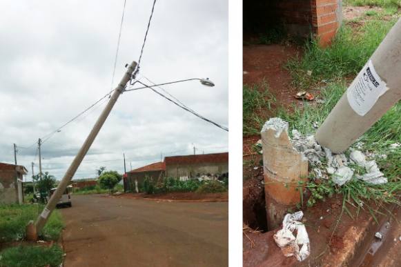 Motorista bate o carro e quebra poste no Jardim Engenho