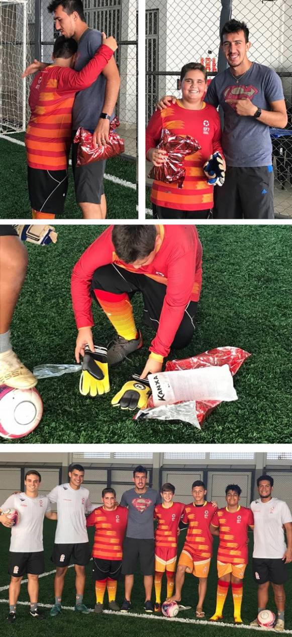 Garoto se emociona ao conhecer goleiro do Touro