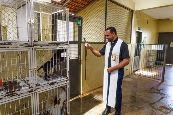 Sertãozinho abre semana de proteção animal com bênção a cães e gatos do canil e UBS Animal